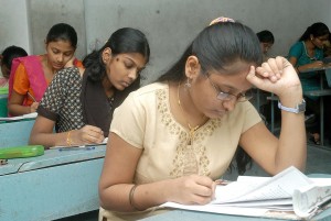 Girls writing exams