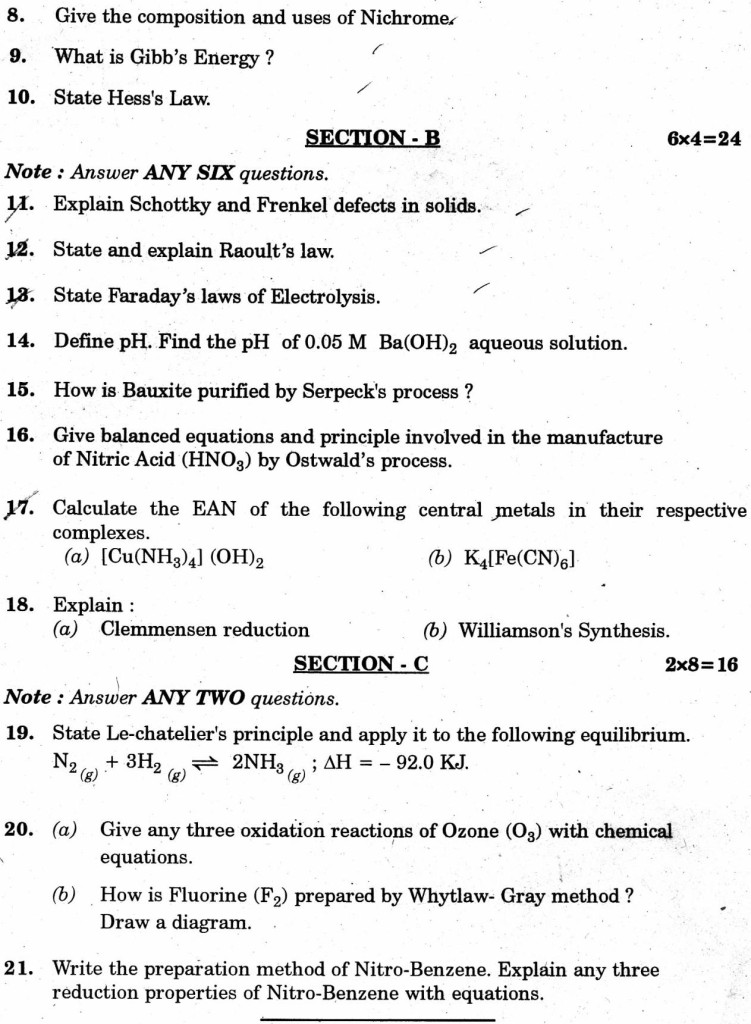Inter Chemistry Question Paper 2013