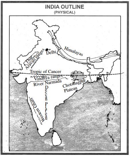 India Outline Map Pointing